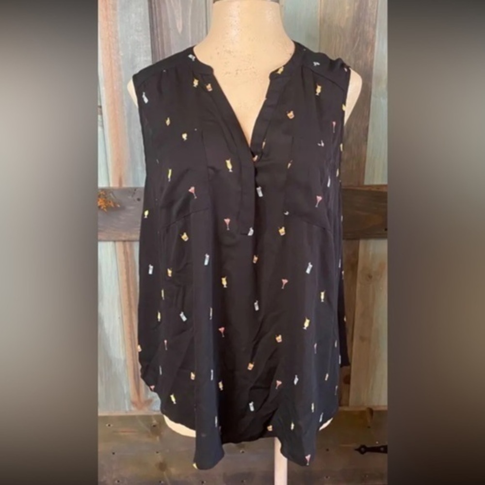 Women’s torrid 3 Harper Gauze Cocktail Button Front Sleeveless Blouse 3 22w 24w